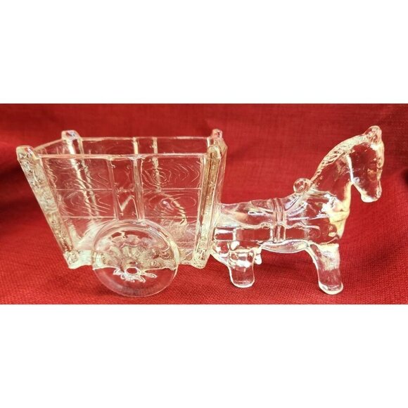 Vintage Large Jeannette Glass Candy Dish, Horse and Cart, - Picture 9 of 16